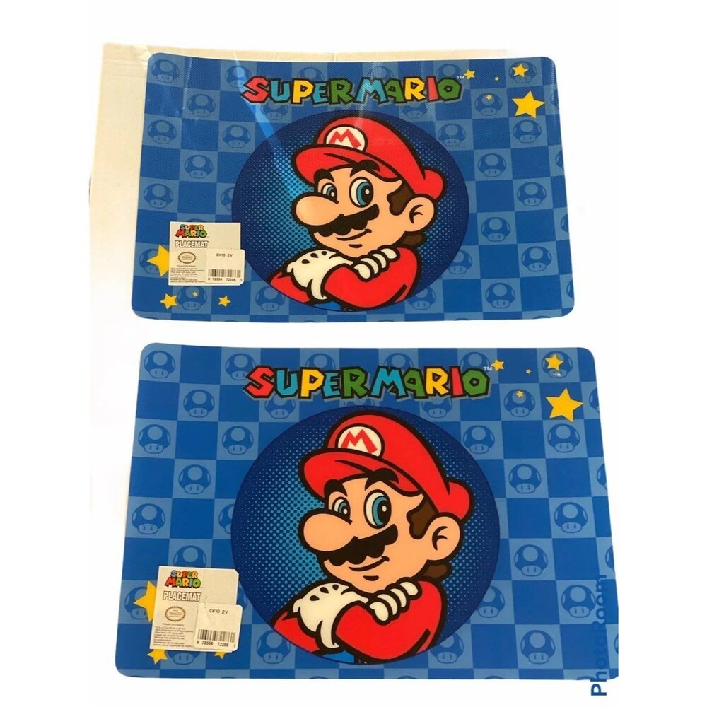 Super Mario Placemat Nintendo 13x18 Kids Reusable Table Mat party dinner Blue